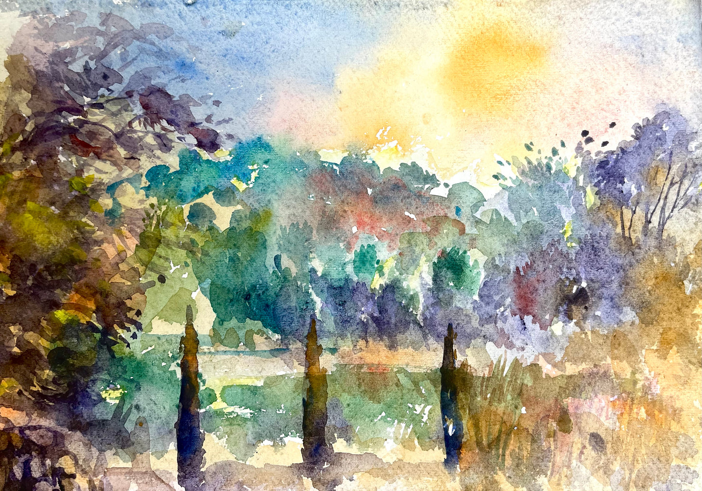 Sunset at Los Pozos de la Nieve, Constantina, Seville, Spain.